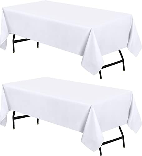 אוטופיה מטבח מלבן שולחן בד 2 חבילה [60x102 אינץ ', לבן] מכונת מפות שולחן כביסה כוסית שולחן פוליאסטר לאוכל, מסיבות